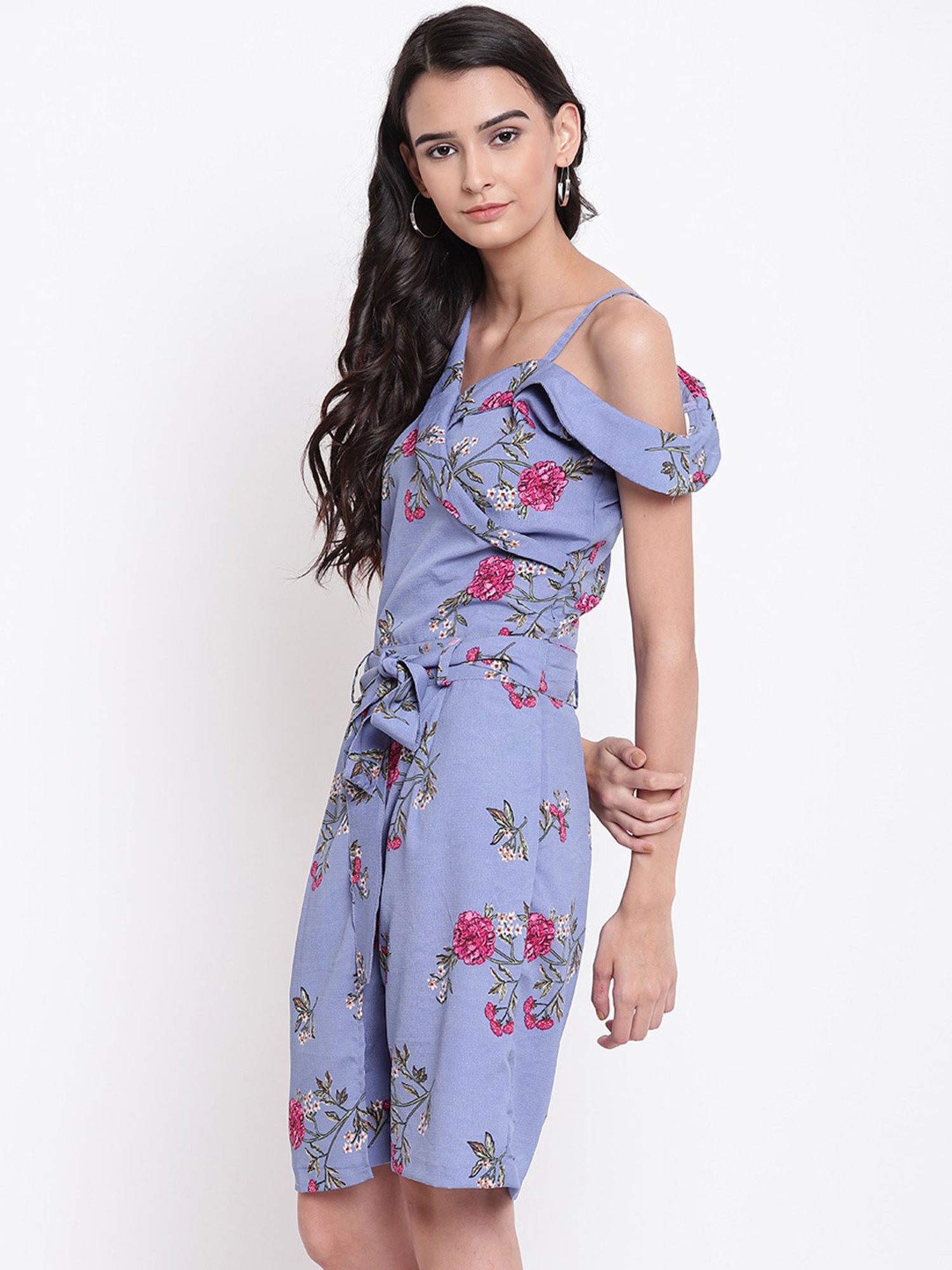 Belle Fille Blue Floral Print Playsuit