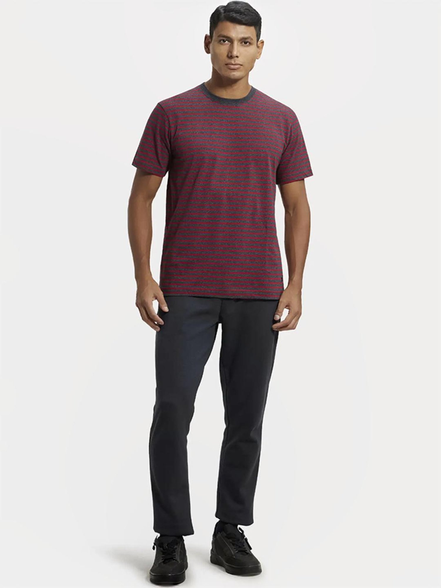 Jockey 2715 Men's Super Combed Cotton Rich Striped Round Neck Half Sleeve T-Shirt