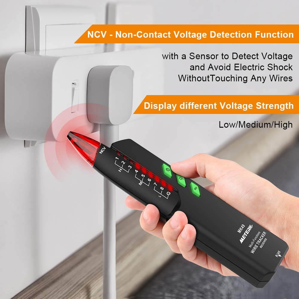 Wire Tracker, RJ11 RJ45 Multifunctional Cable Tester Line Finder with NCV Probe for Wire Tracer Toner Ethernet LAN Network Cable Collation, Telephone Line Tester, Continuity Checking