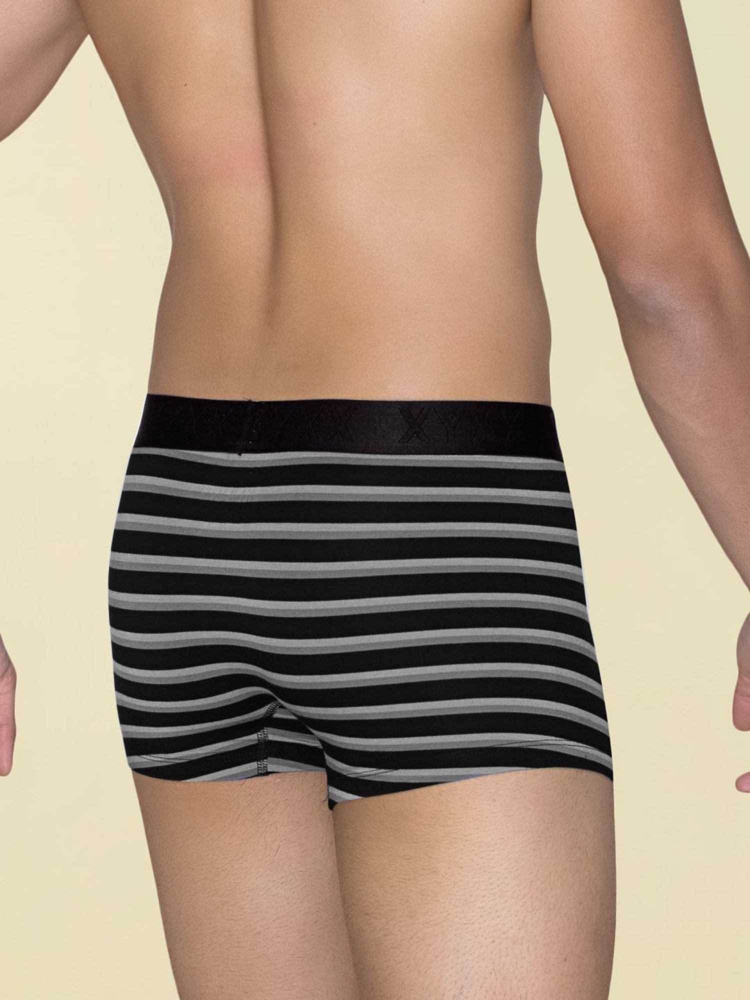 XYXX Black Noir Slim Fit Striped Trunks