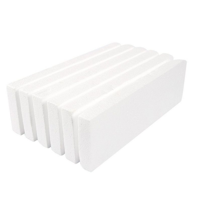 Juvale 6 Pack White Foam Rectangle Blocks, Arts and Crafts Supplies, 12 x 4 x 1 in