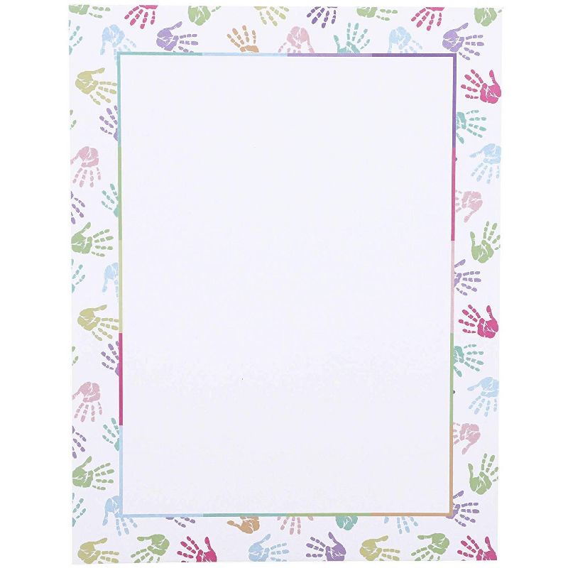 Paper Junkie 96 Sheets Handprints Stationery Paper for Party Invitation Cards, A4 Letter Size 8.5 x 11