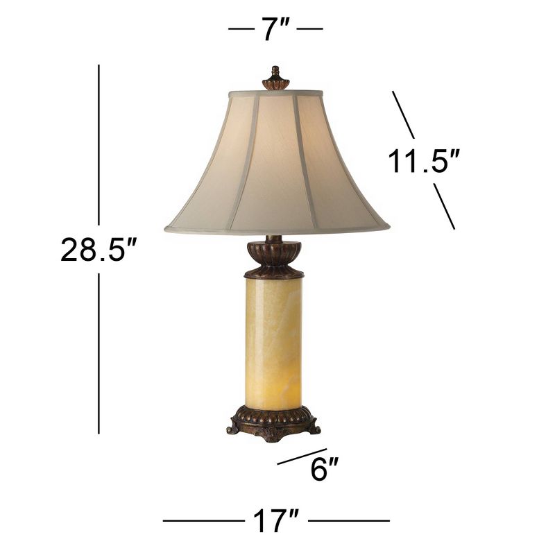 Barnes and Ivy Traditional Table Lamp with Nightlight Bronze Onyx Column Off White Bell Shade for Living Room Family Bedroom