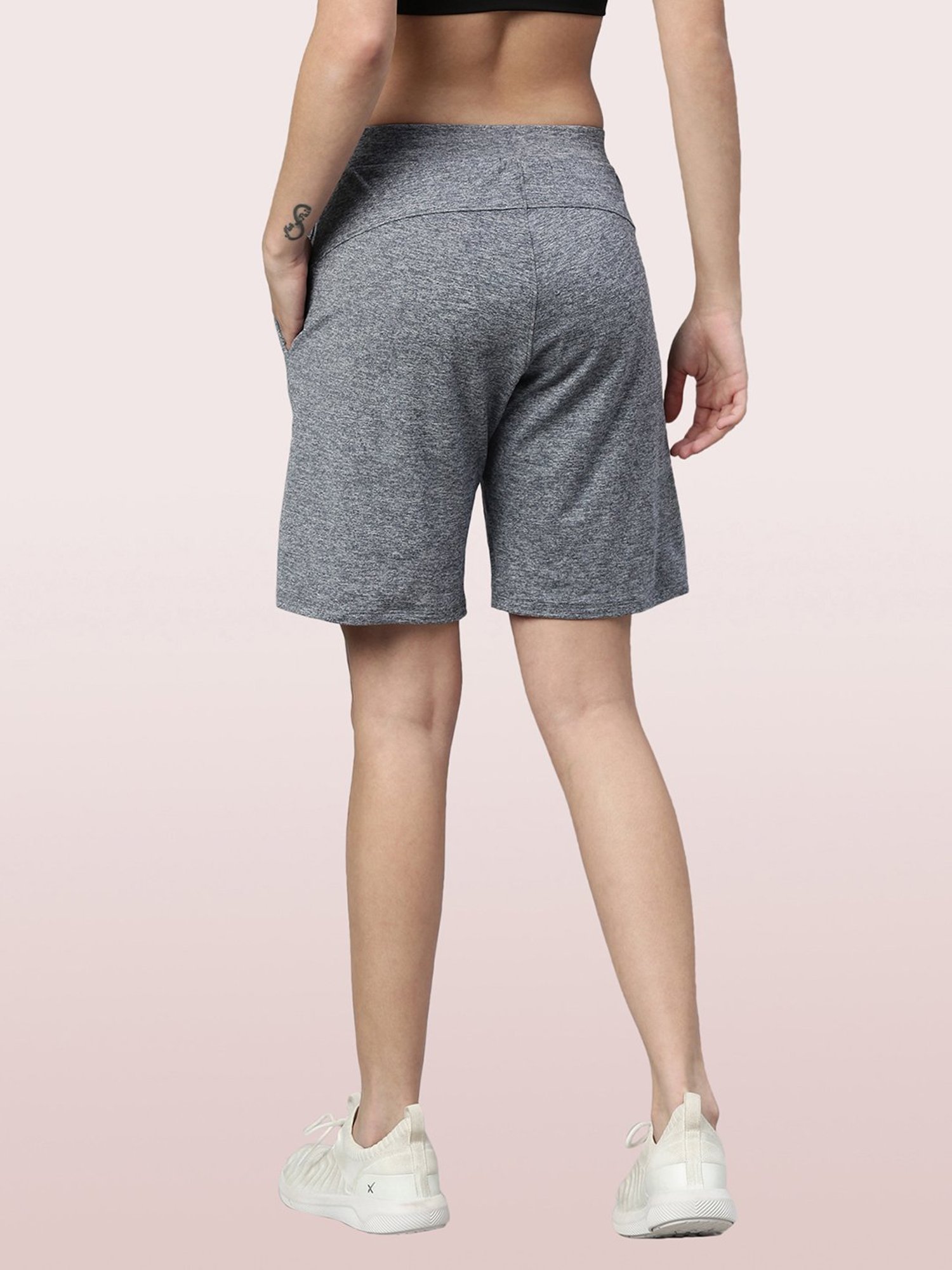 Enamor Light Grey Relaxed Fit Shorts