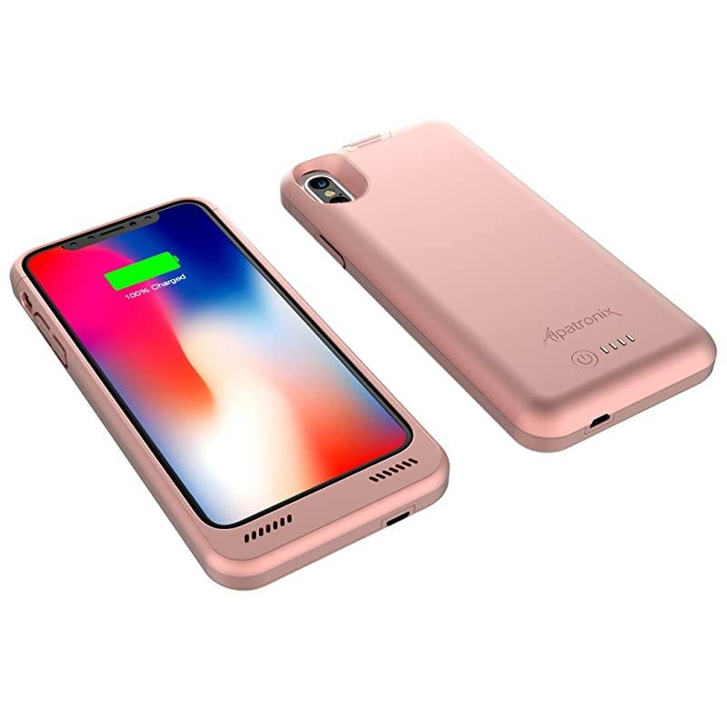 XsX Battery Case 4200mAh Slim Portable Protective Extended Charger Cover with Wireless Charging Compatible with Xs X 58 inch BXX Rose Gold