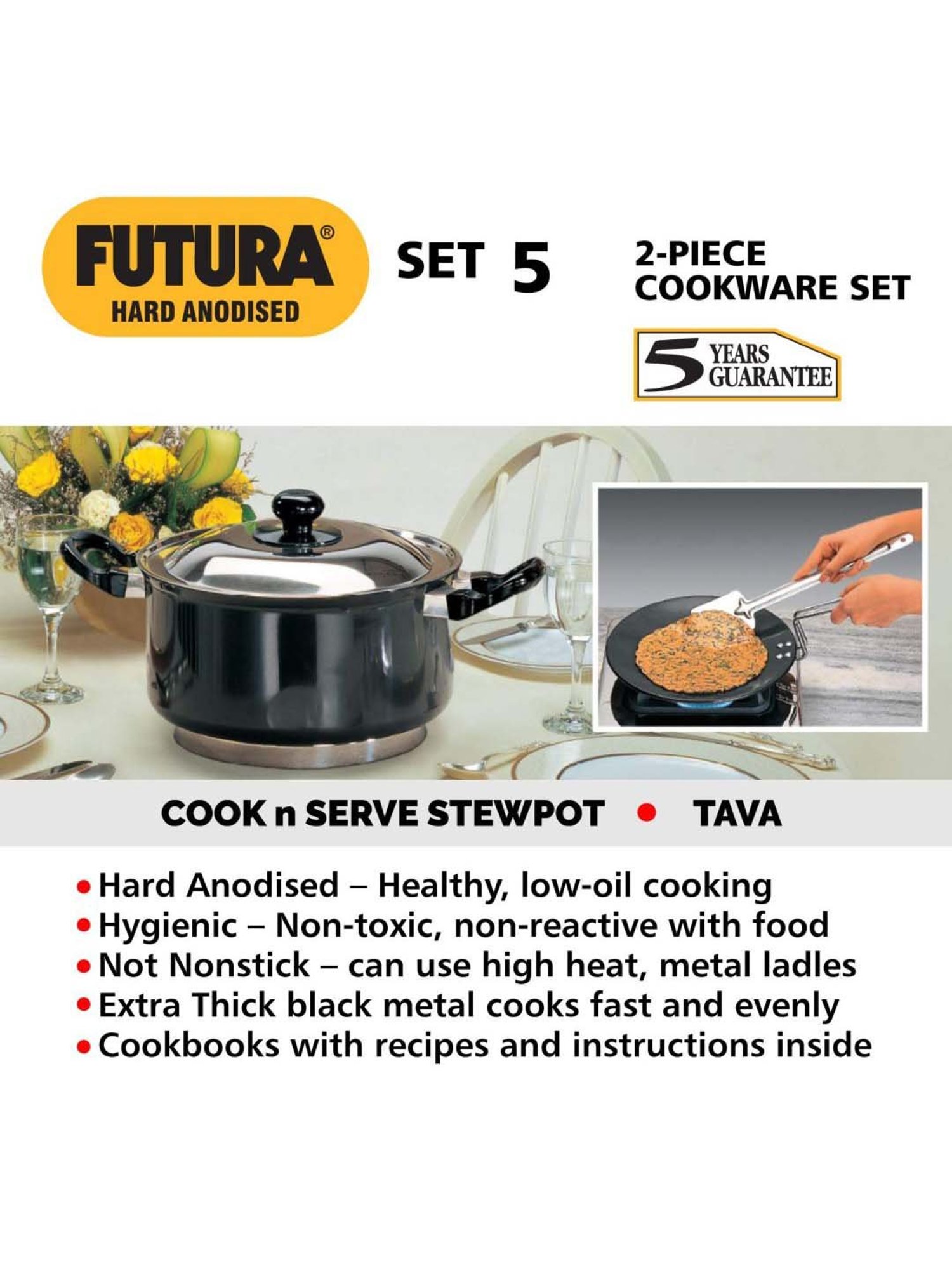 Hawkins Futura Black Aluminium 2 Piece Cookware Set