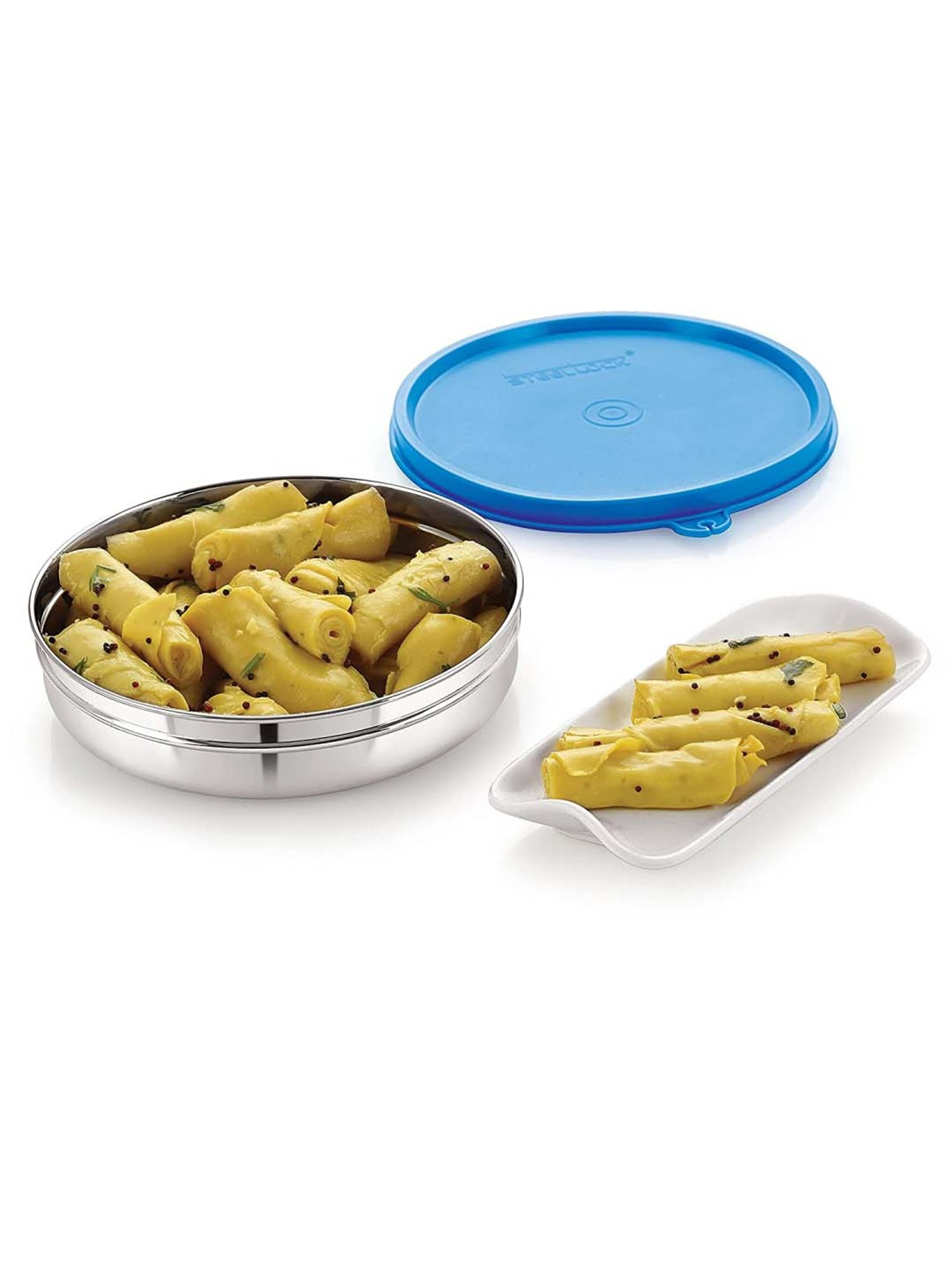 Steel Lock Blue Stainless Steel Container (0.55 L) - Set of 4