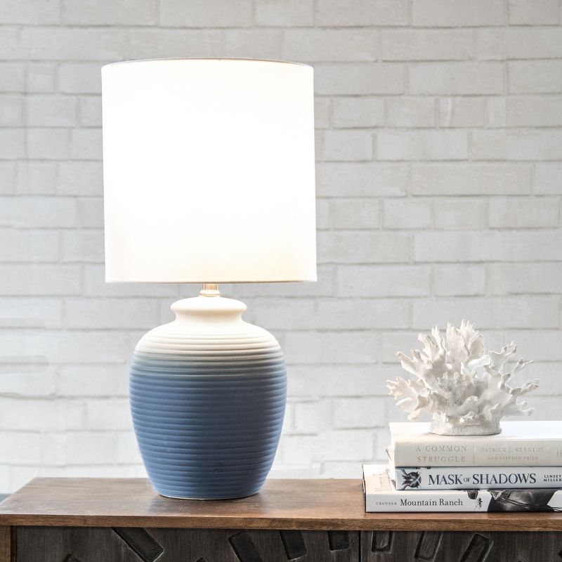 nuLOOM Lane 22" Ceramic Table Lamp Lighting - Blue 22" H x 11" W x 11" D