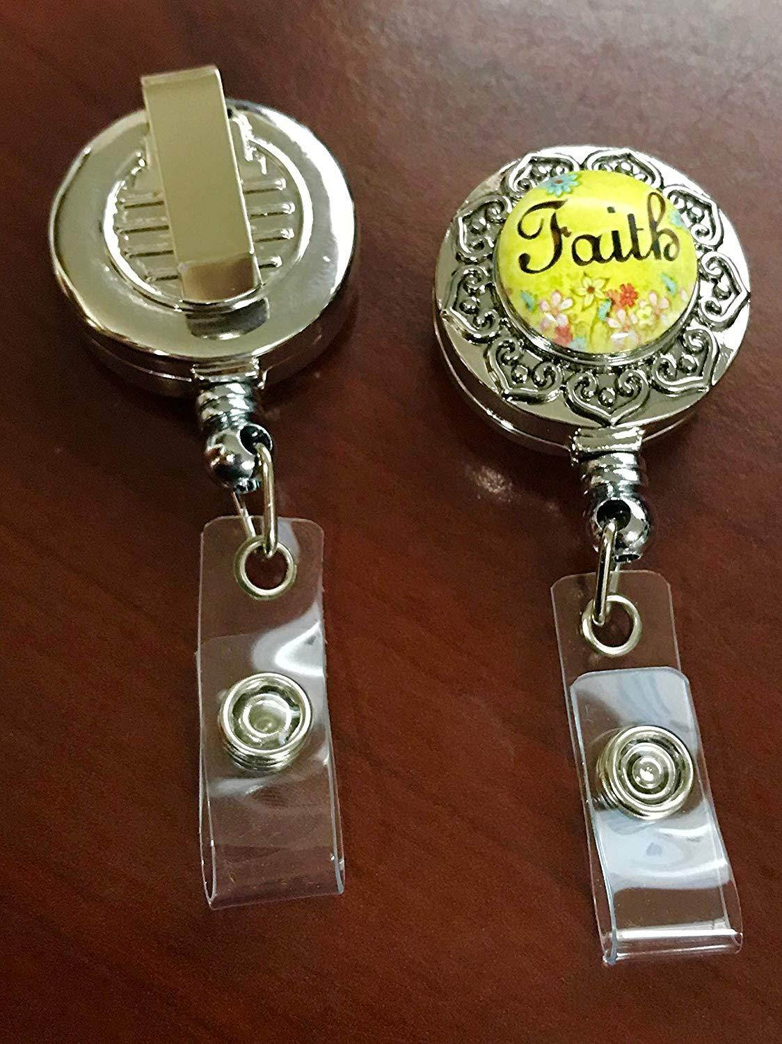 My Prime Gifts Interchangeable Snap Jewelry Retractable Reel ID Badge Holder 18-20mm Snap