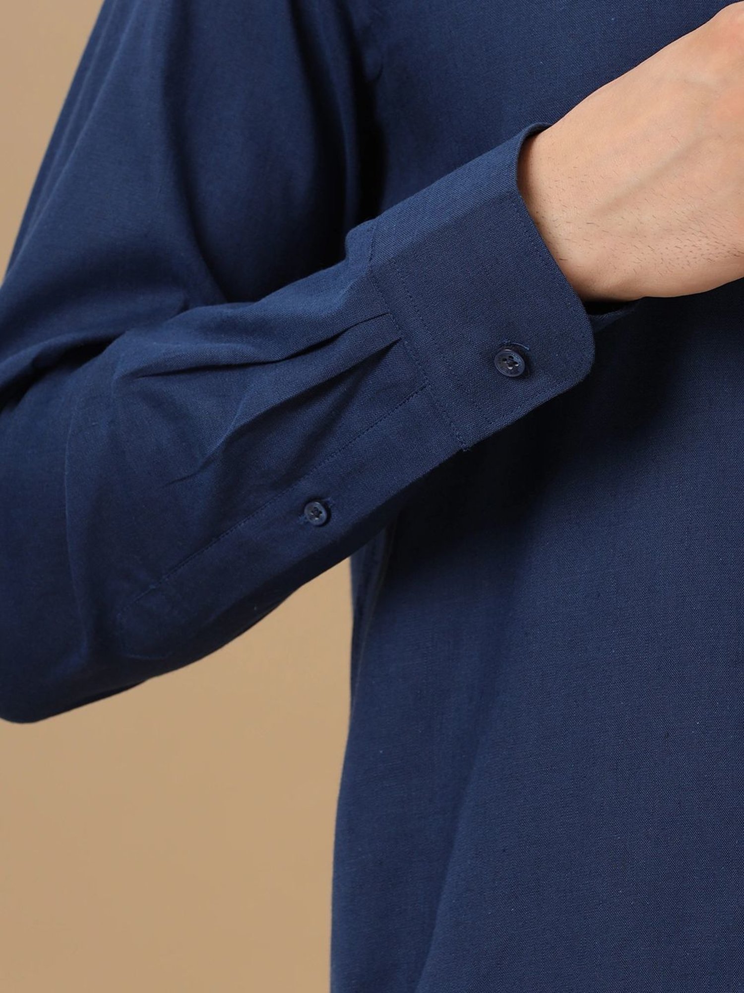 Linen Club Blue Contemporary Fit Shirt