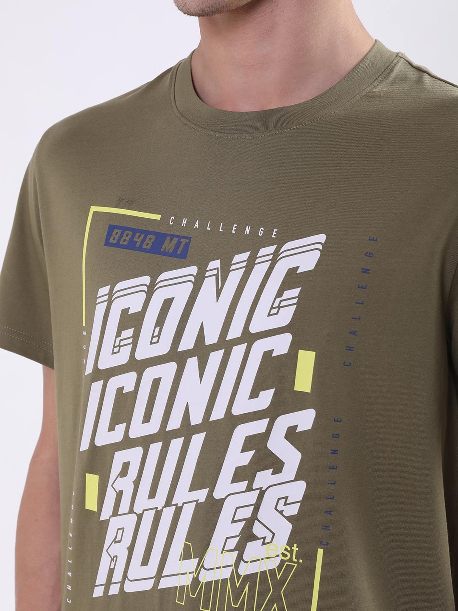 Iconic Men Printed Regular Fit Cotton T-shirt