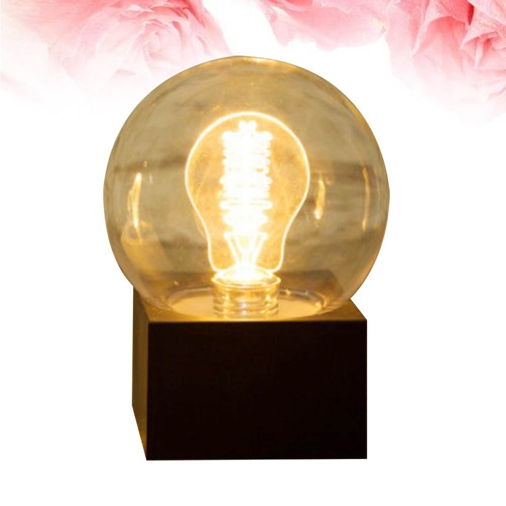 USB Rechargeable Battery Operated Creative Vintage Small Bulb Night Light Bed Room Lamp Home Decor (Black)