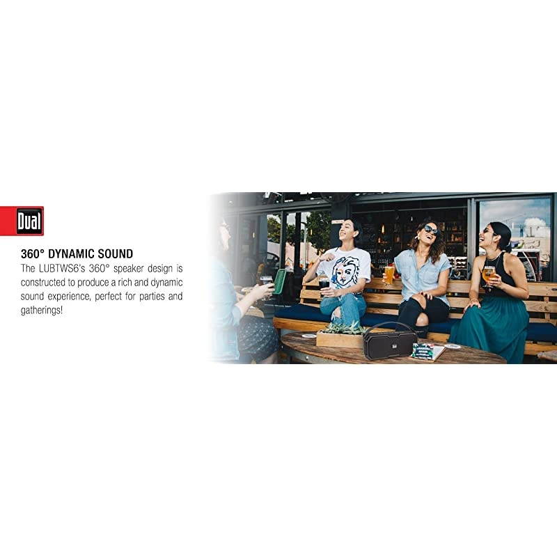 LUBTWS6 Wireless Portable Bluetooth Speaker | Truwireless Bluetooth Stereo | Waterproof Dustproof IP67 | 360? Rich Dynamic Sound | 100ft Wireless Range | 15 Hour Playtime