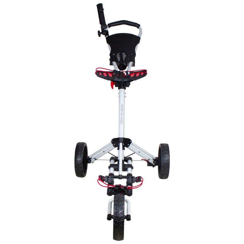 Northlight 48" White and Black Easy Folding 3 Wheel Golf Bag Push Cart