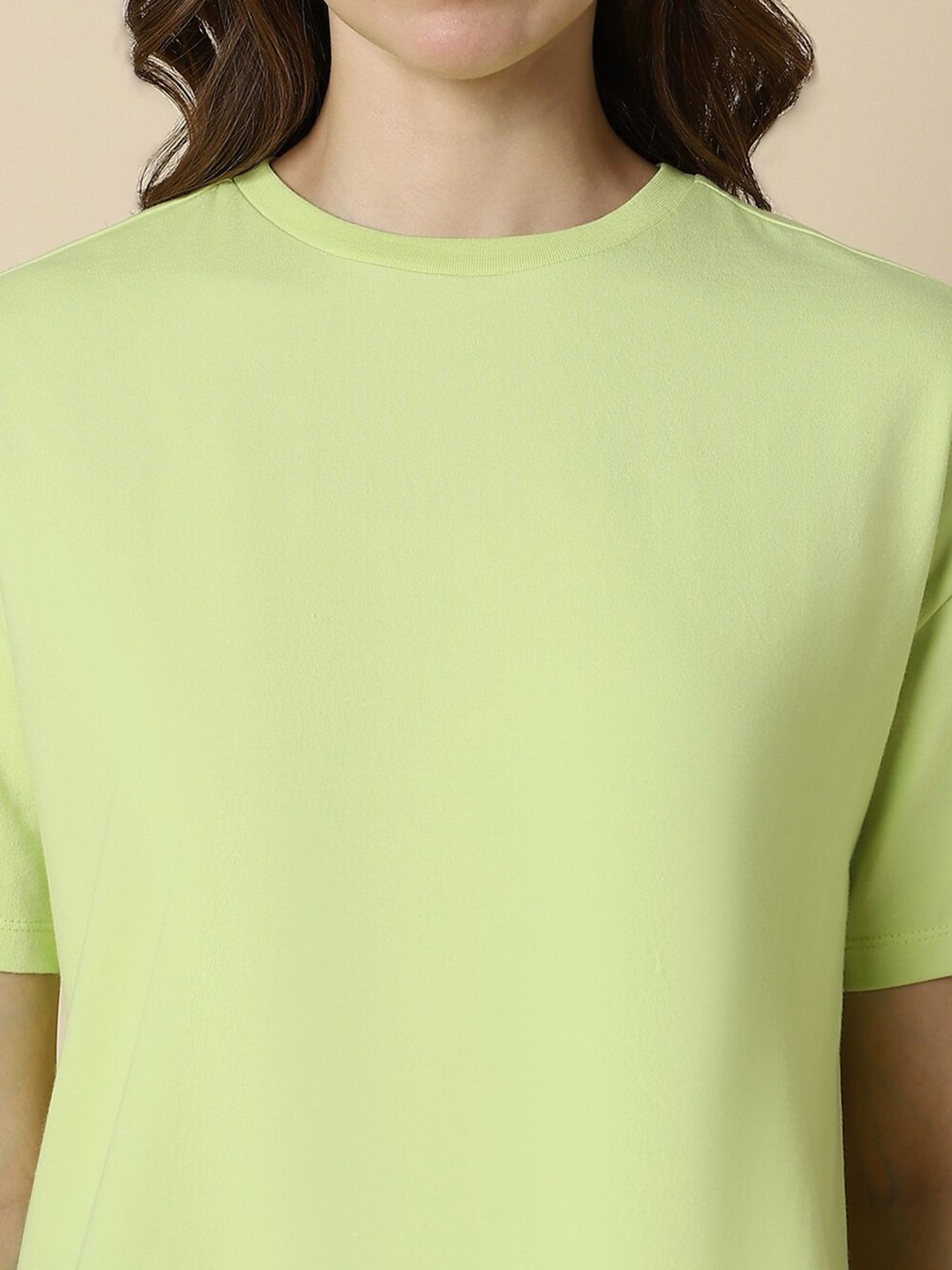 Allen Solly Lime Green Cotton Regular Fit T-Shirt