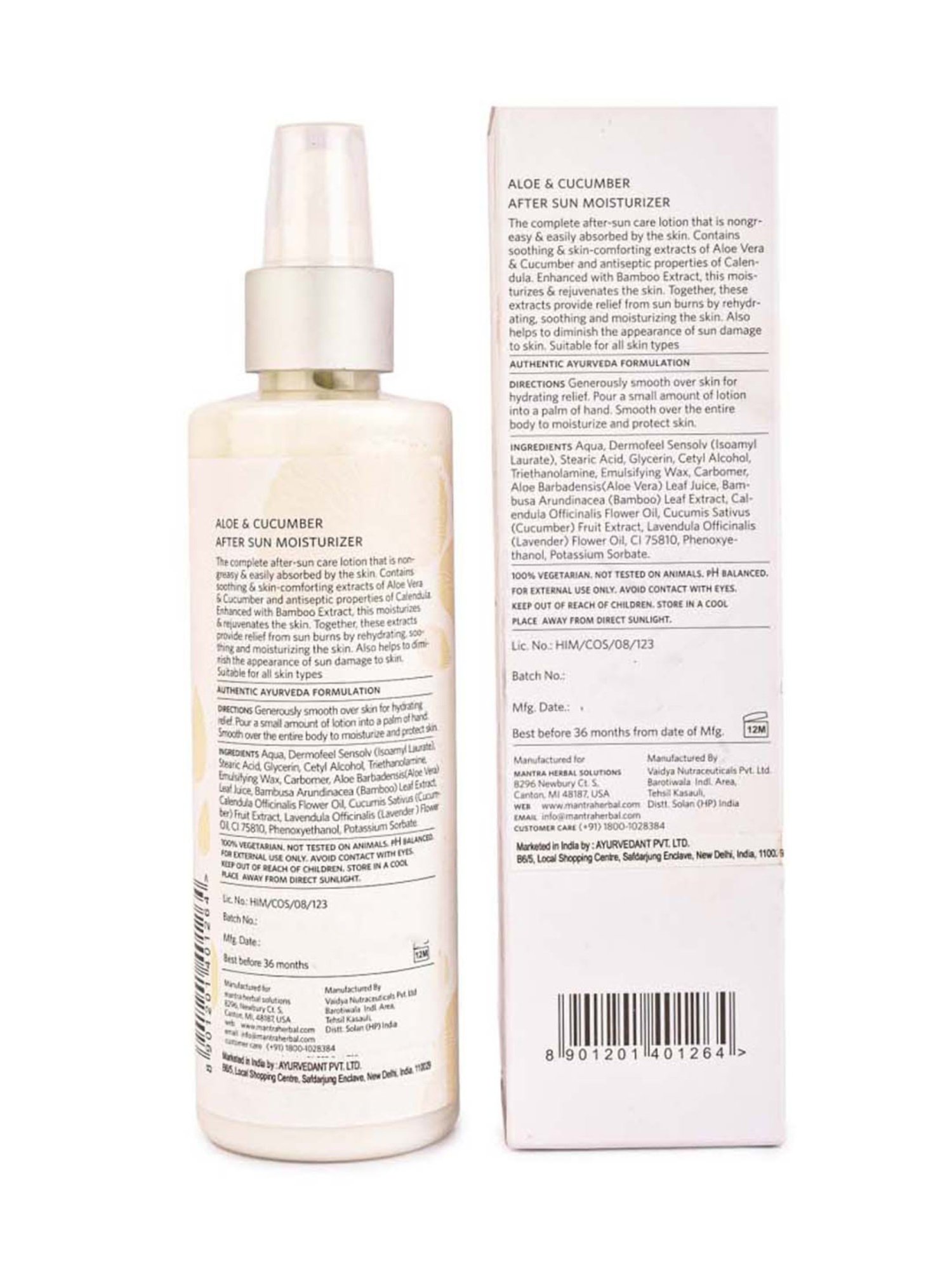 Mantra Herbal Aloe and Cucumber After Sun Moisturiser - 250 ml