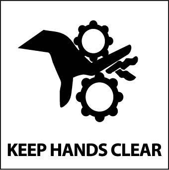 NMC S49R-KEEP HANDS CLEAR (W/ GRAPHIC), 7X7, RIGID PLASTIC (1 EACH)