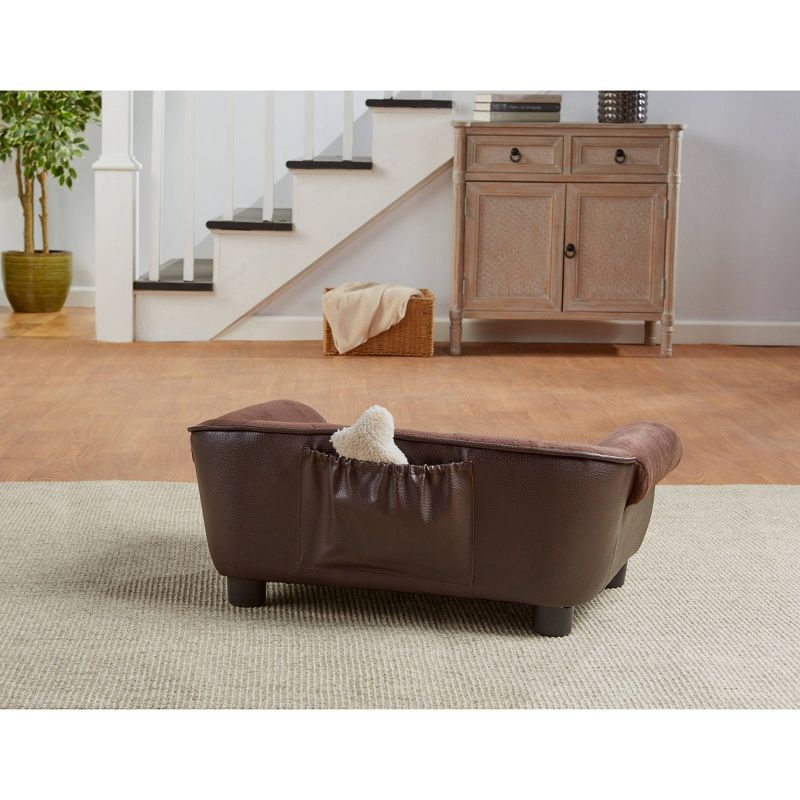Enchanted Home Pet Ultra Plush Cleo Tufted Pet Sofa - S - Brown