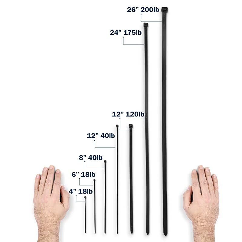 11 White 50lb 1000 Pack Zip Ties Choose SizeColor By