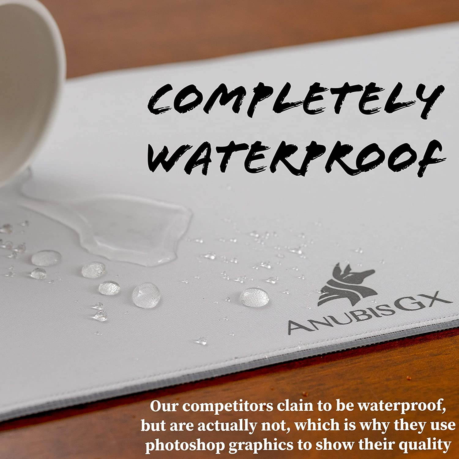 Premium White RGB Mouse Pad XL | Waterproof Computer Gaming Desk Mat | 10 Glowing LED Types | XXL Extended Non-Slip Glowing Gamer RBG Mousepad | 31.5 x 11.8 in