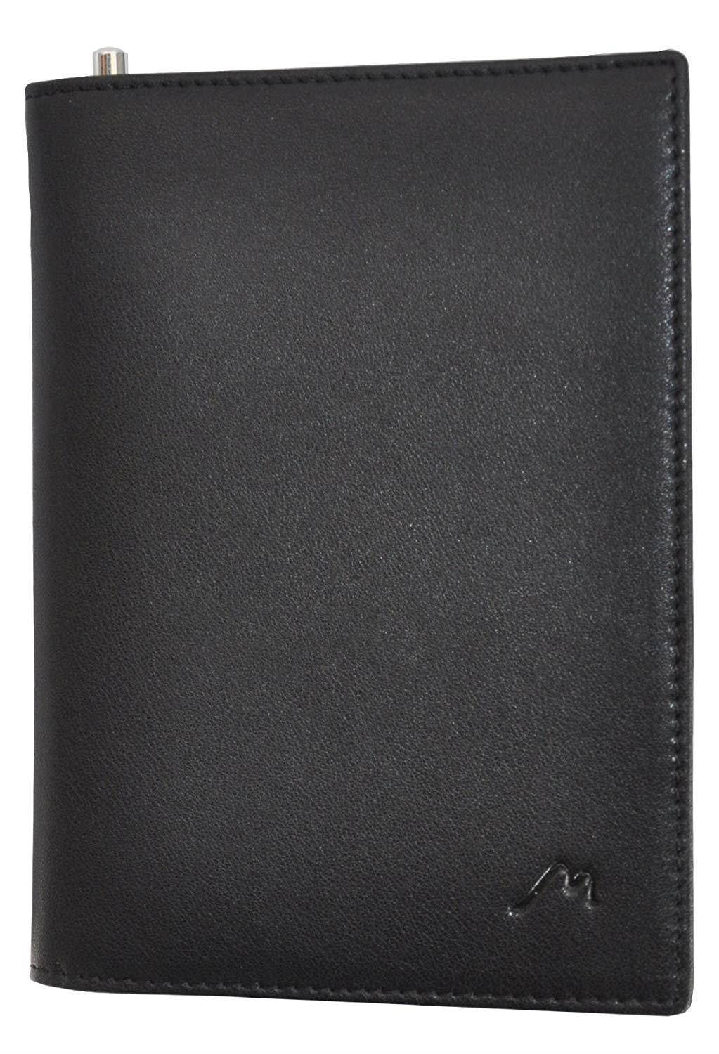 Field Notes/Moleskine Pocket Notebook Cover by Metier Life | Canvas with Vegan Leather | Fits Journals 3.5" X 5.5" | With Included Metier Life Notebook and Metier Pen (Vegan Leather Black)