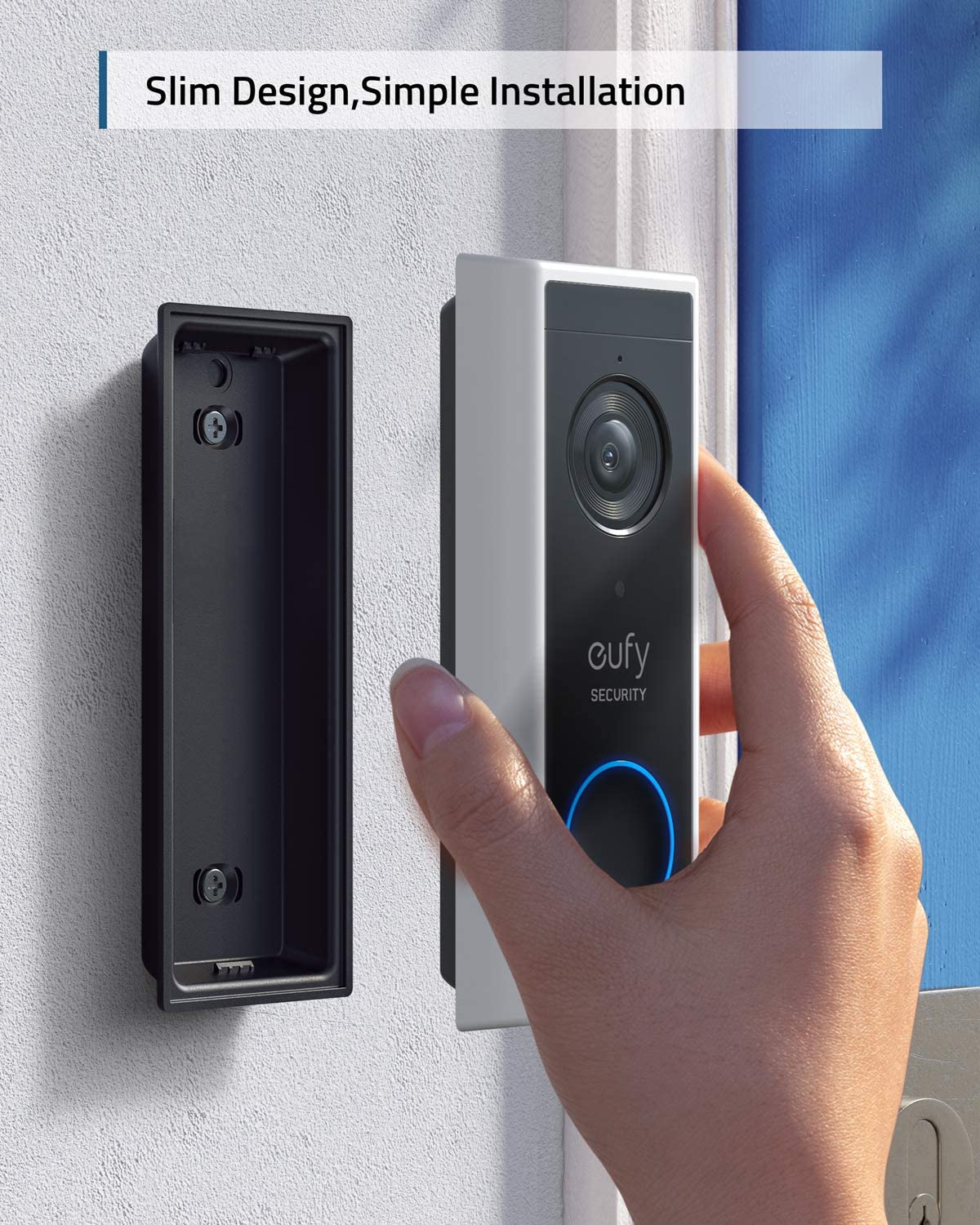 eufy Security, Wi-Fi Video Doorbell Kit, White, 1080p-Grade Resolution, 120-day Battery, No Monthly Fees, Human Detection, 2-Way Audio, Free Wireless Chime (Requires Micro-SD Card)