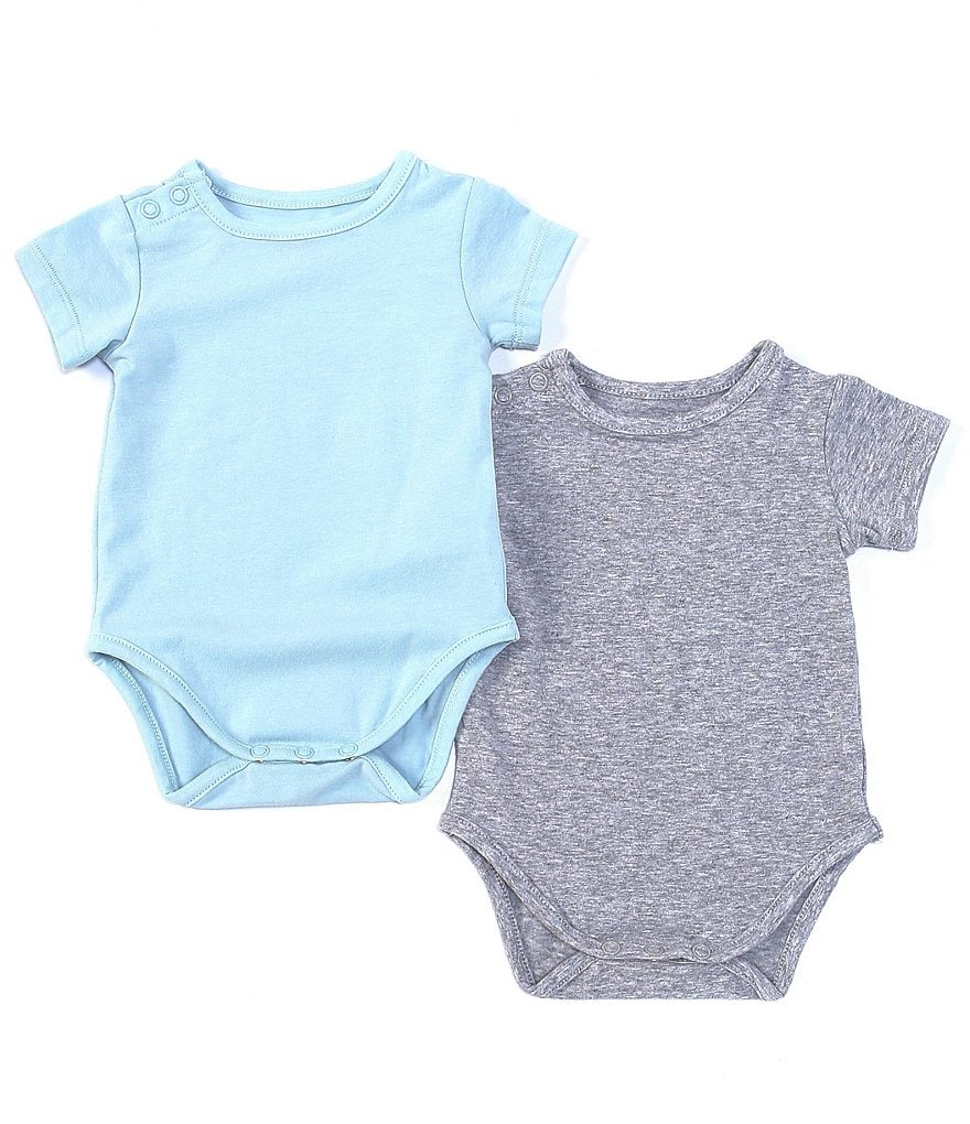 First Wave Baby Boys Newborn-9 Months Short-Sleeve Solid 2-Pack Bodysuits
