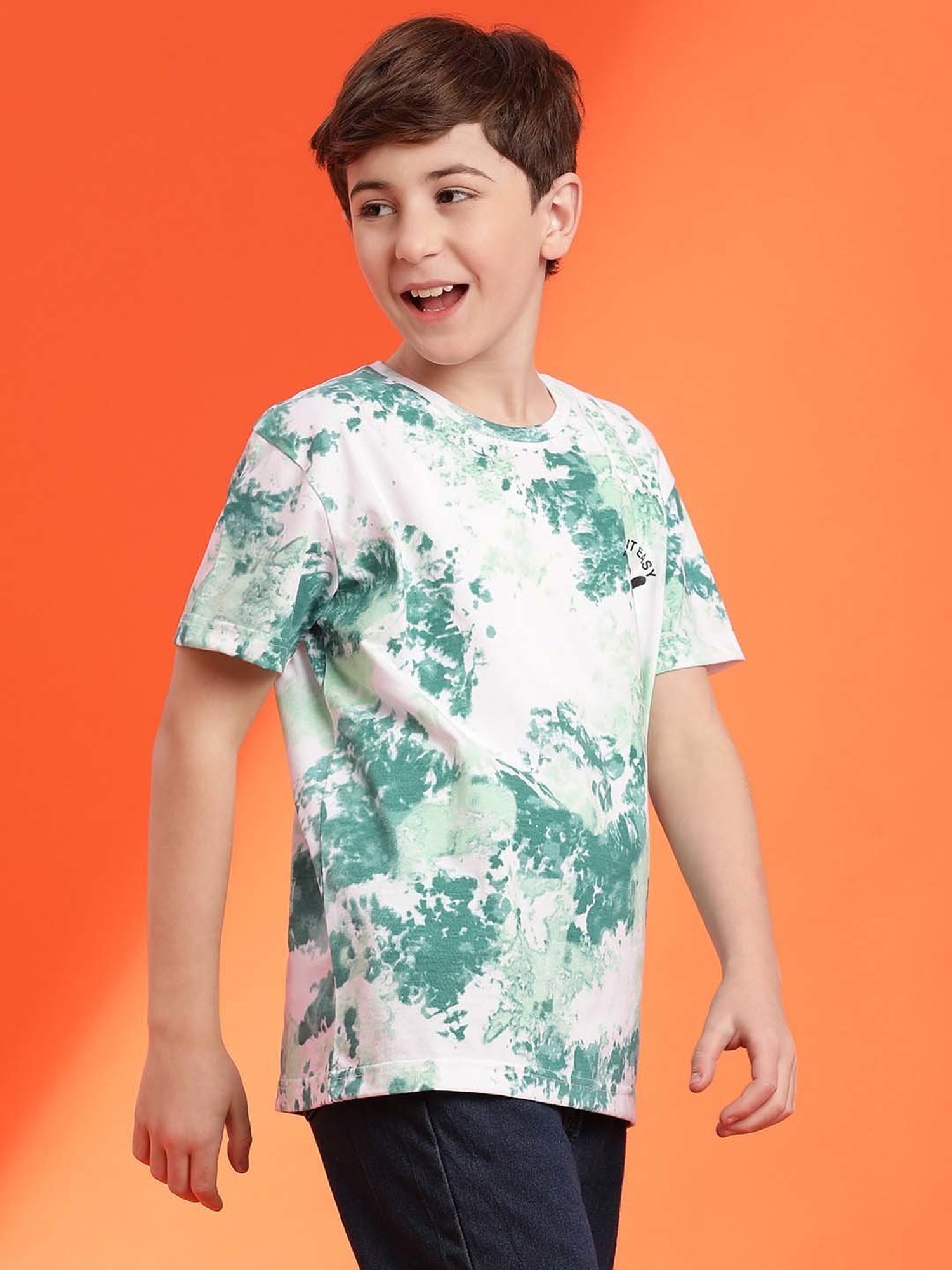 Lil Tomatoes Kids Green & White Over Dyed T-Shirt