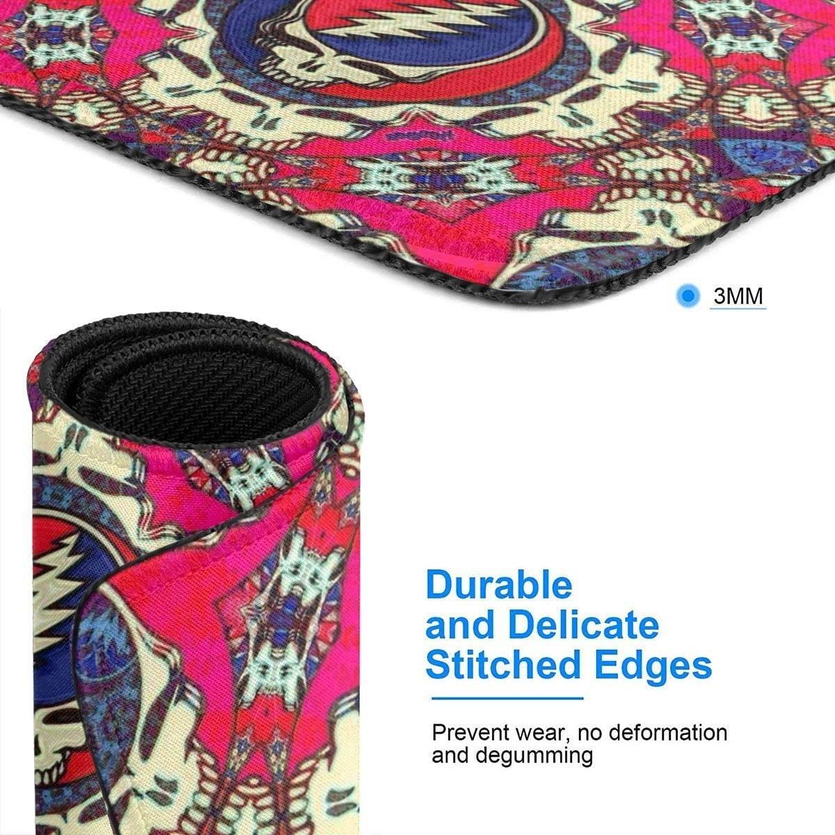 Colorful Grateful Skull Mousepad Anti-Slip Mouse Pad Mat Mice Mousepad Desktop Mouse Pad Laptop Mouse Pad Gaming Mouse Pad Dead Skulls Printed 7.1x8.7 inches/11.8x9.85 inches