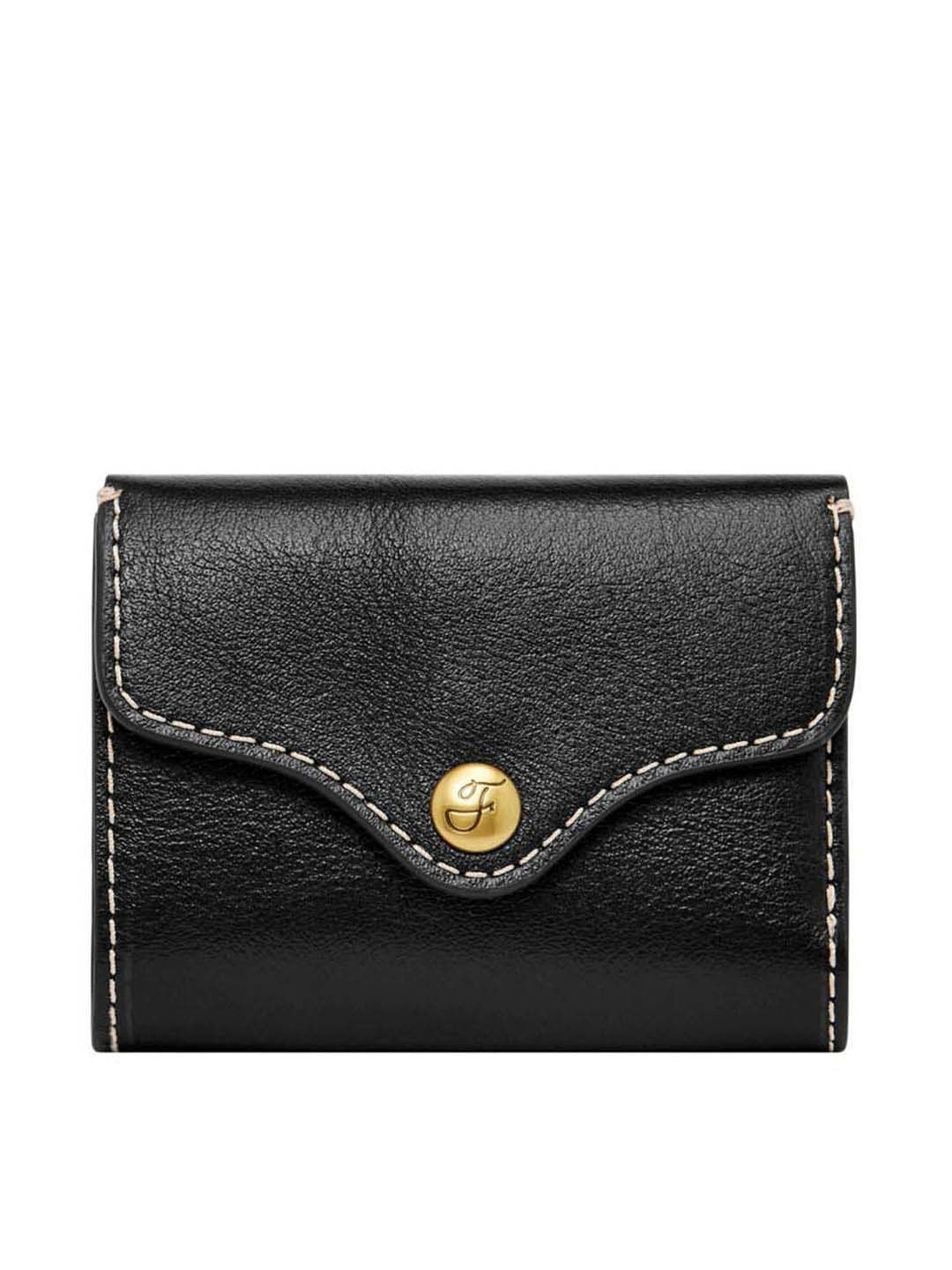 Fossil Heritage Black Solid Tri-Fold Wallet for Women