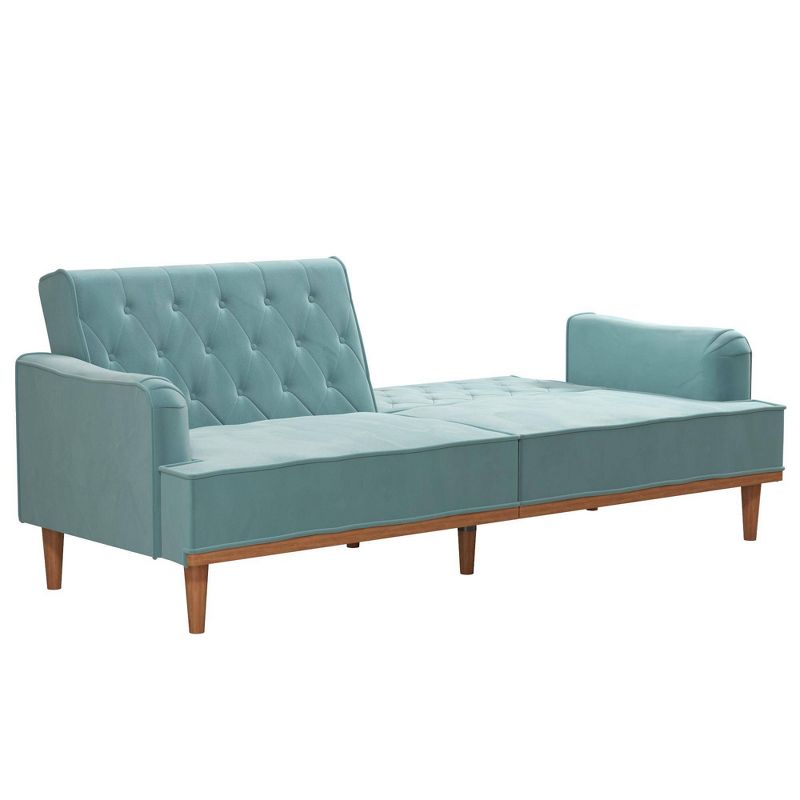 Stella Vintage Convertible Sofa Bed Futon Teal Velvet - Mr. Kate