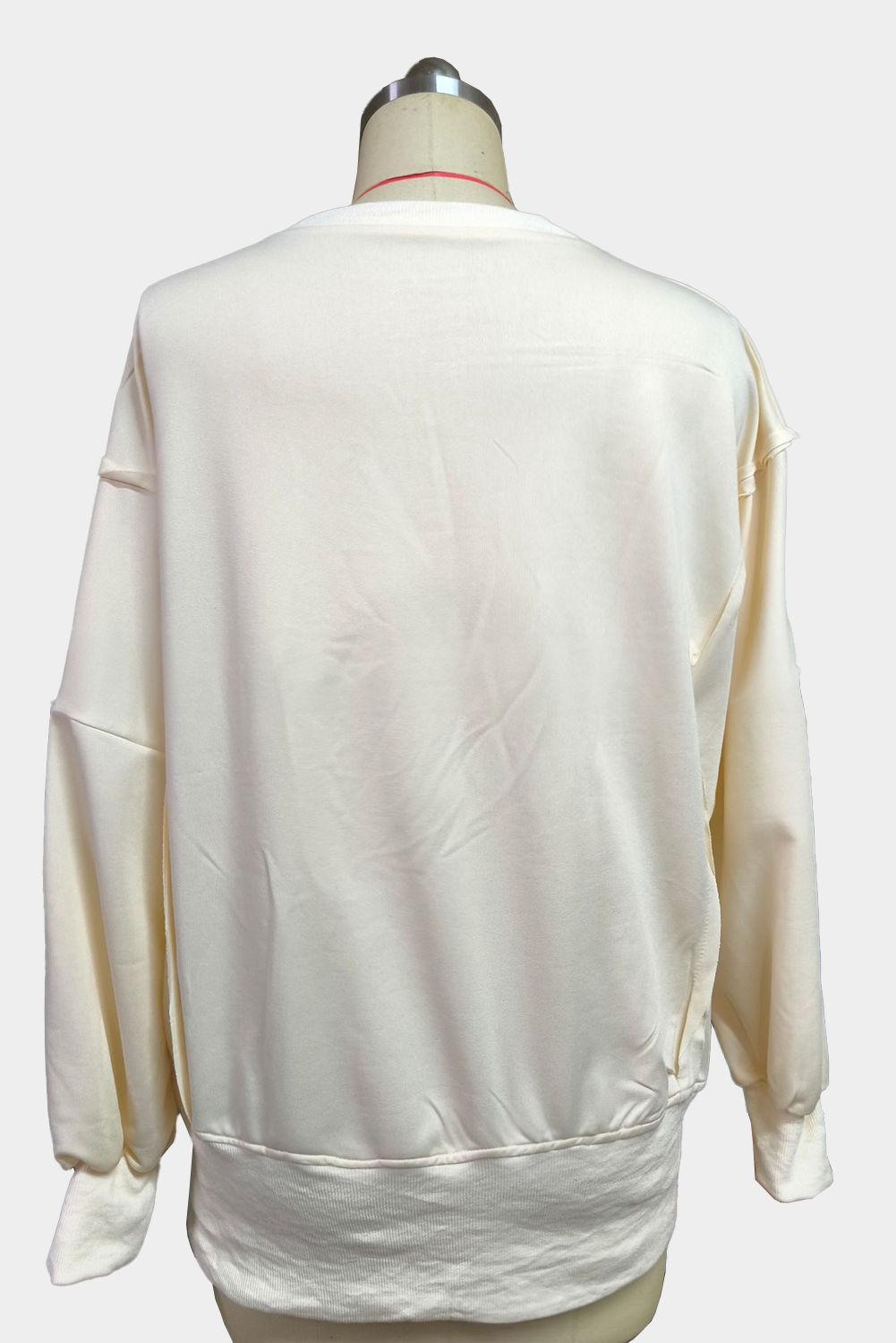 Khaki Plain Drop Shoulder Ribbed Trim Oversized Sweatshirt