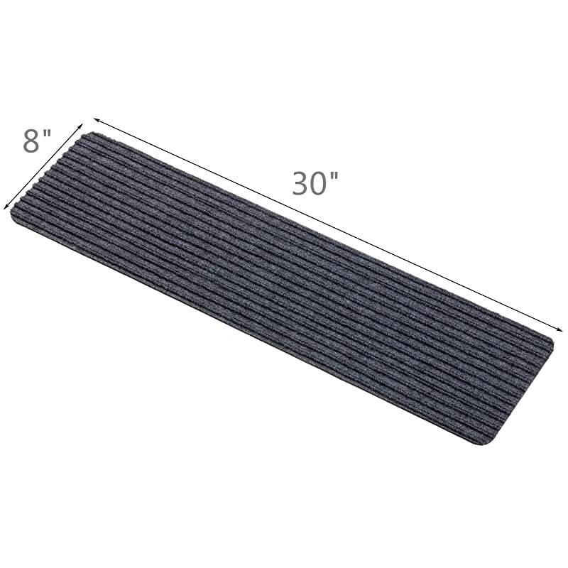 Pack8quotx 30quotNonSlip Stair Treads Carpet Indoor Anti Slip Stair Mats Skid Resistant Rubber Backing for Child ProofingPet SafetyElderly Safety Gray