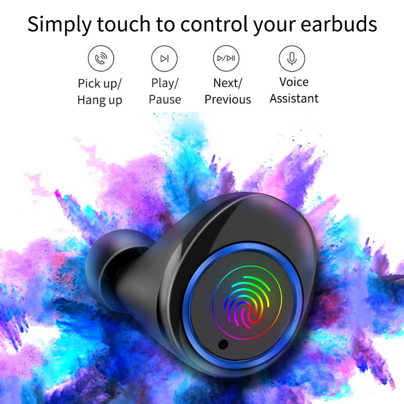 5pcs TWS Bluetooth 5.0 Wireless Earbuds With 4000Amh Charging Case IPX7 Waterproof TWS Stereo Headphones in-Ear Built-in Mic Headset Premium Sound with Deep Bass for Sport - Black