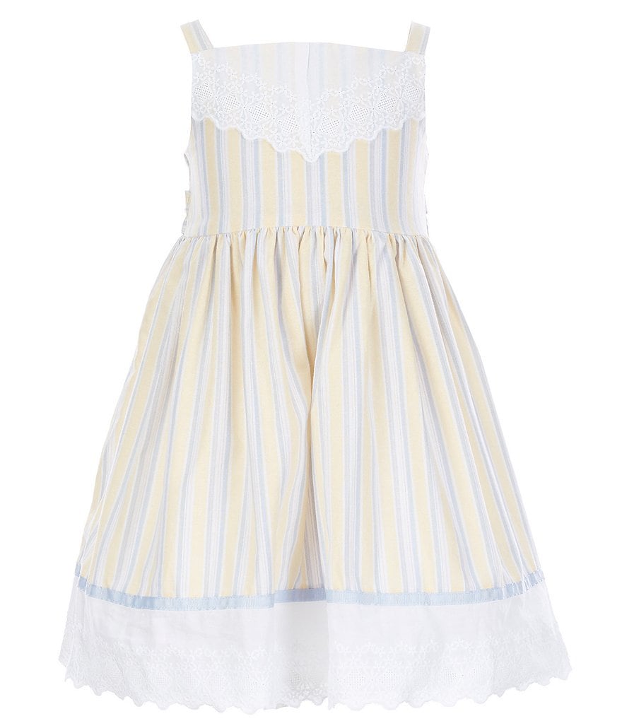Laura Ashley Little Girls 2T-6X Lace-Yoke Striped Fit-And-Flare Dress