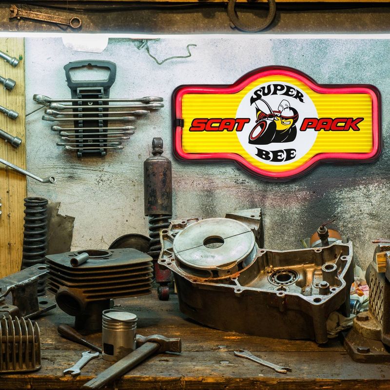 LED Dodge Super Bee Scat Neon Light Sign Wall Decor Yellow/Red - Crystal Art Gallery