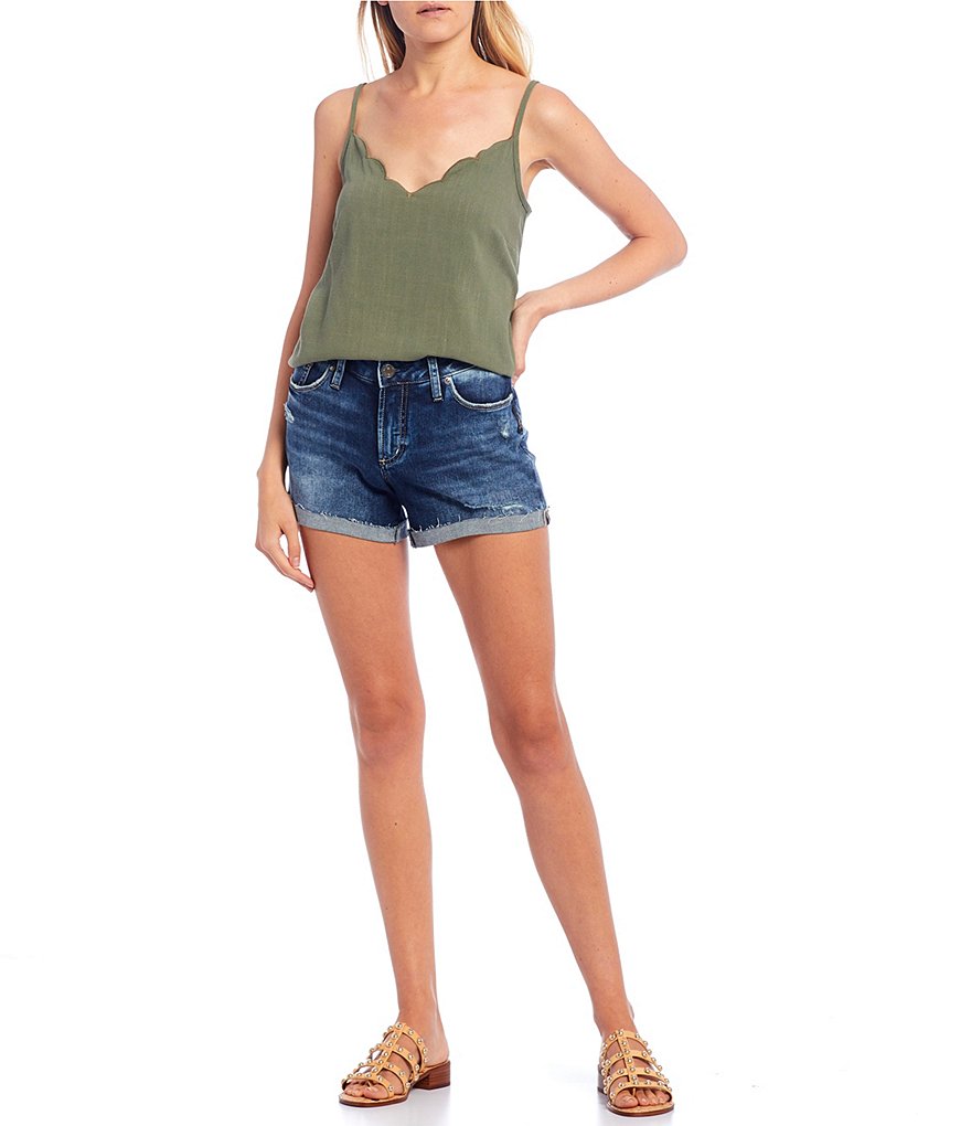 Celebrity Pink High Rise Destructed Frayed Hem Denim Shorts