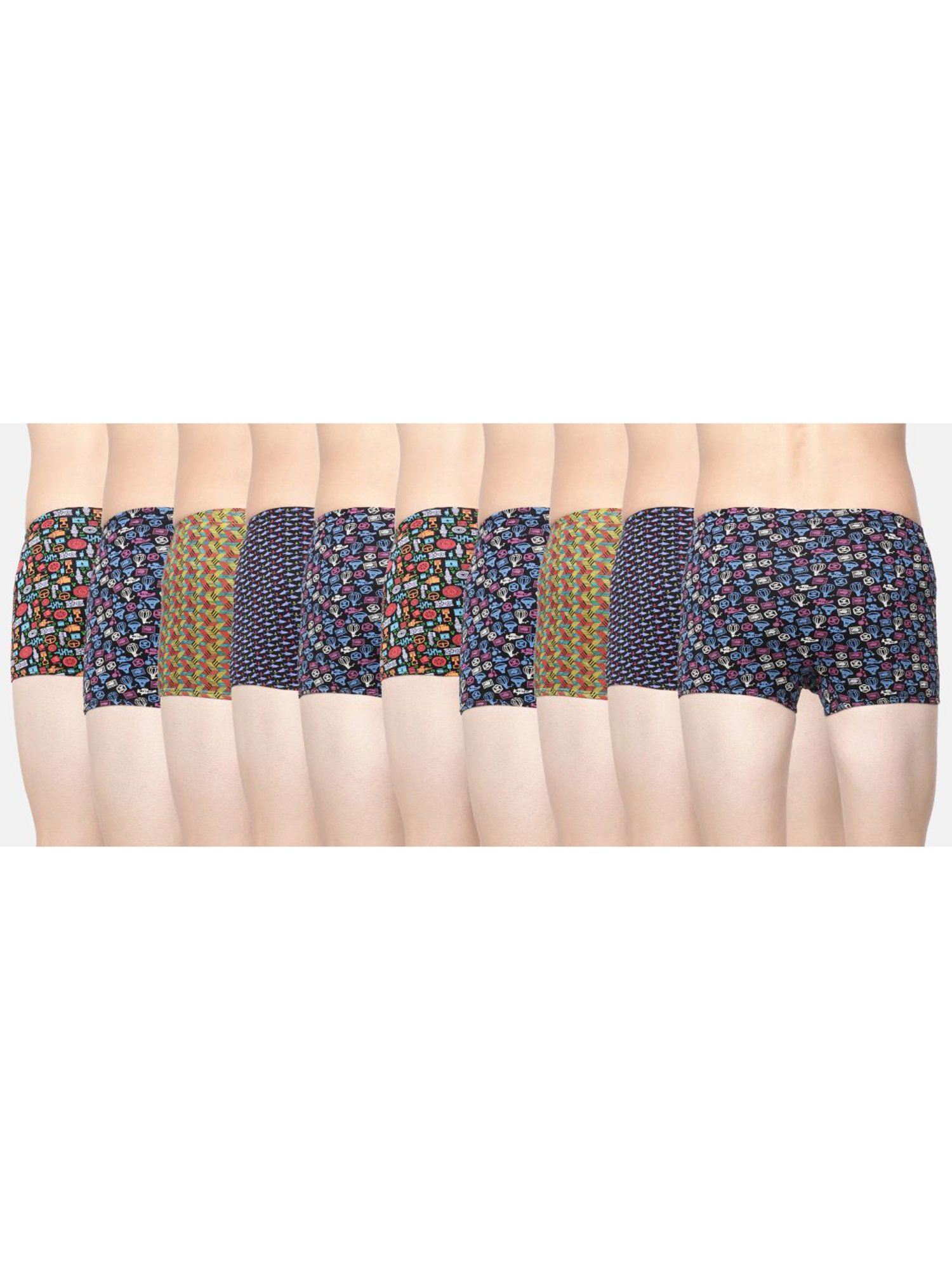 Dollar Bigboss Multicolored Cotton Regular Fit Printed Trunks (Pack of 10)