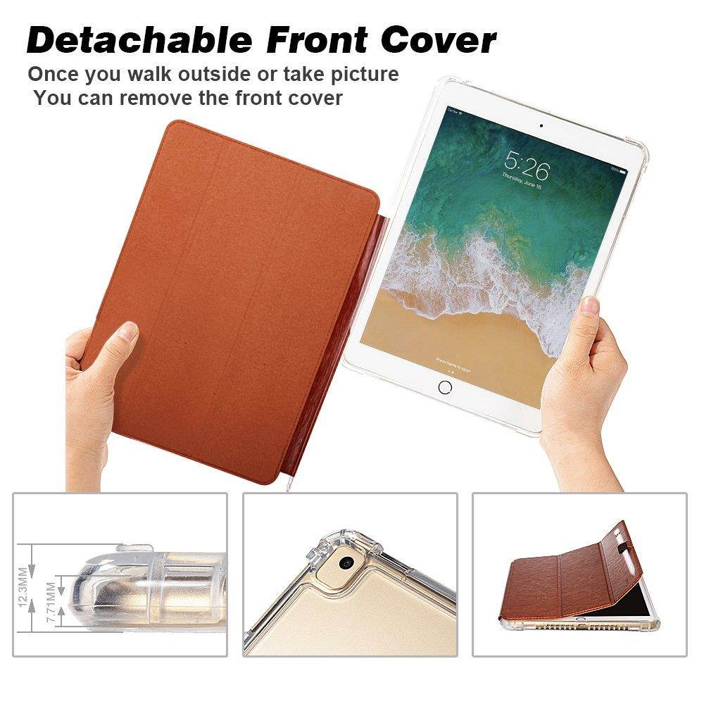 Valkit for iPad Air Case, iPad Air 2 Cover, New iPad 9.7 2017/2018 Case, Smart Stand Protective Heavy Duty Rugged Impact Resistant Armor Cover with Apple Pencil Holder,Brown