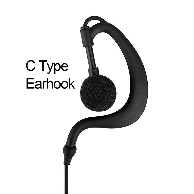Case of 10 Two Way Radio Earpiece with Mic Single Wire Earhook Headset for Baofeng BF888S UV5R  H777 RT22 Arcshell AR5 Walkie Talkies