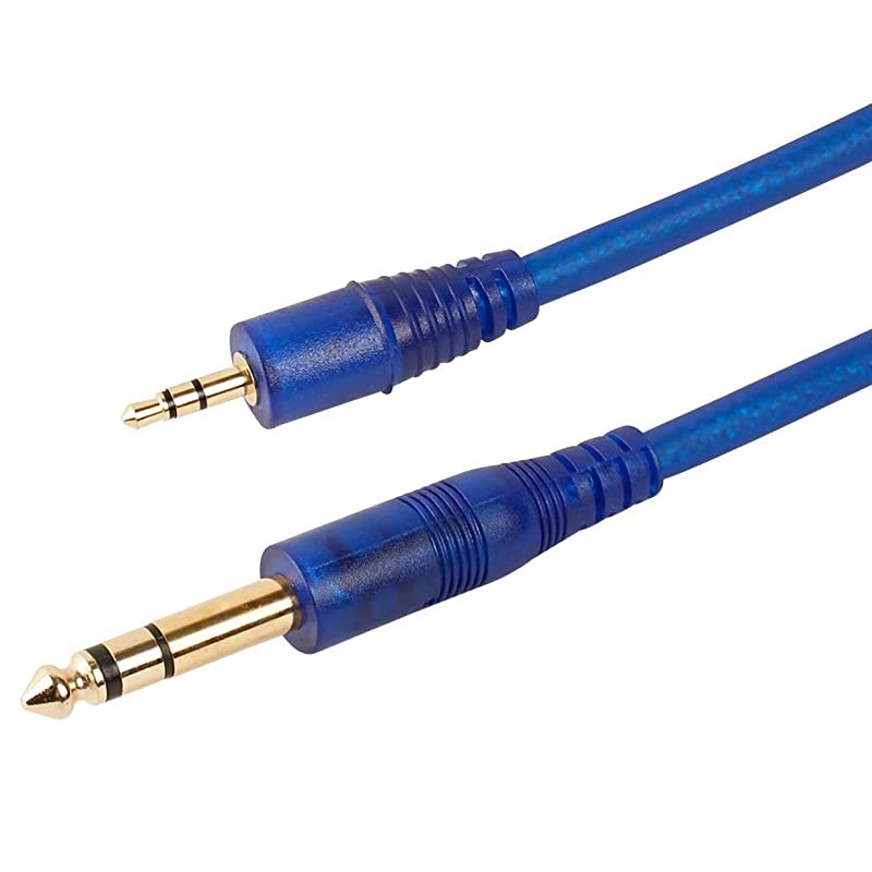 Male to 14 Male Stereo Cable Gold Plated 35mm Male to 635mm 14 Male TRS Stereo Audio Cable Blue 5 Feet