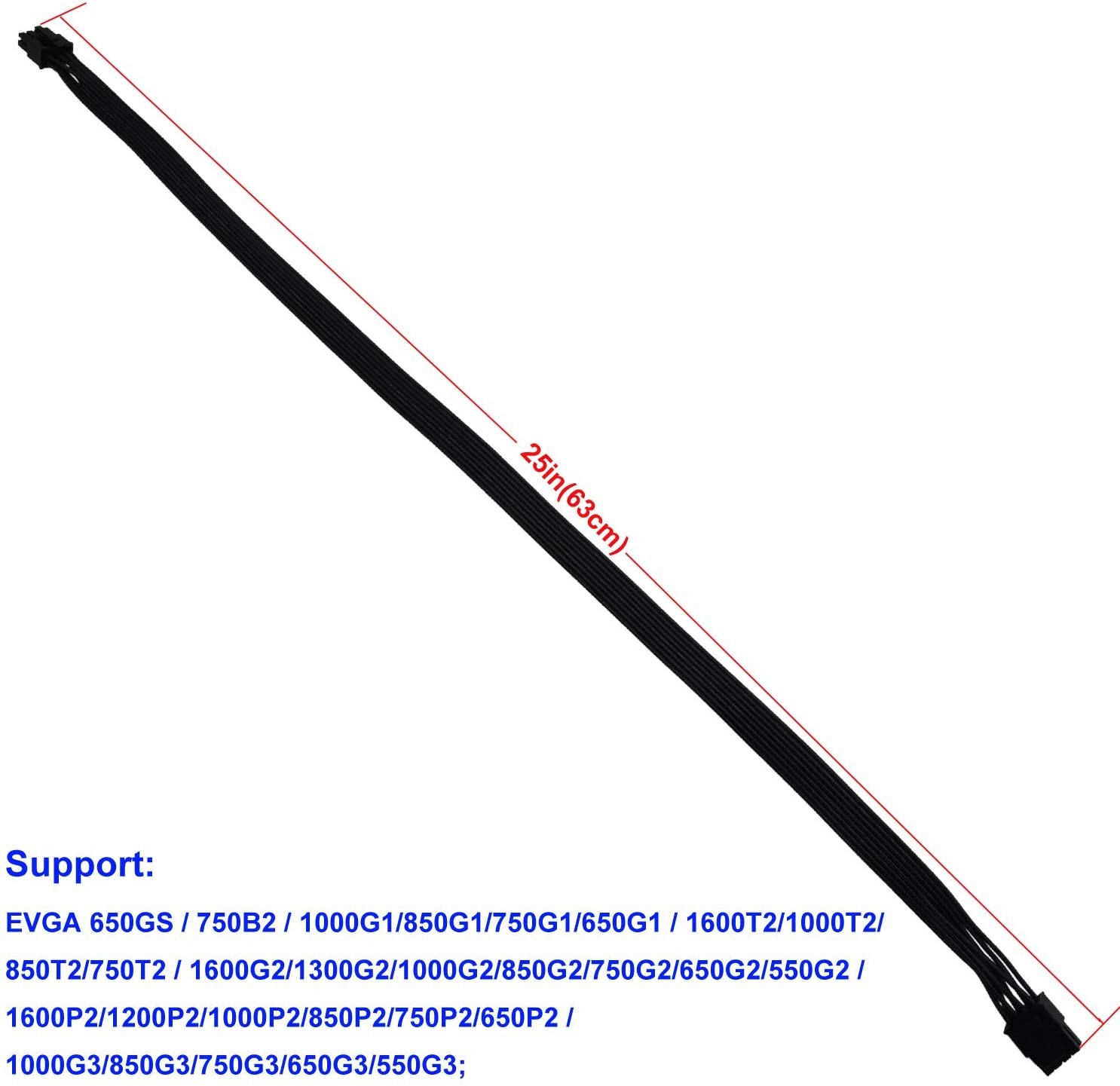 CPU 8 Pin Male to CPU 8 Pin (4+4 Detachable) Male EPS-12V Motherboard Power Adapter Cable for EVGA Modular Power Supply 25-inch(63cm)