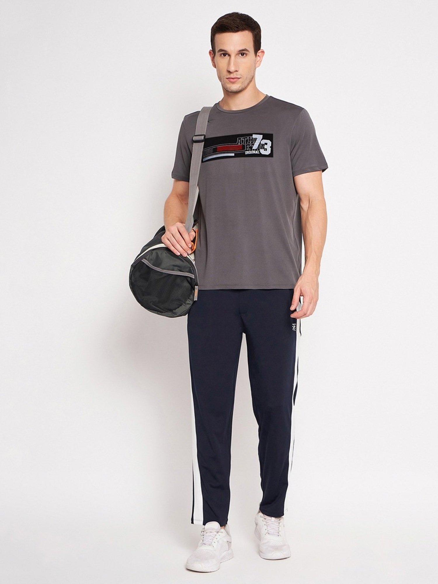 EDRIO Charcoal Grey Relaxed Fit Printed T-Shirt