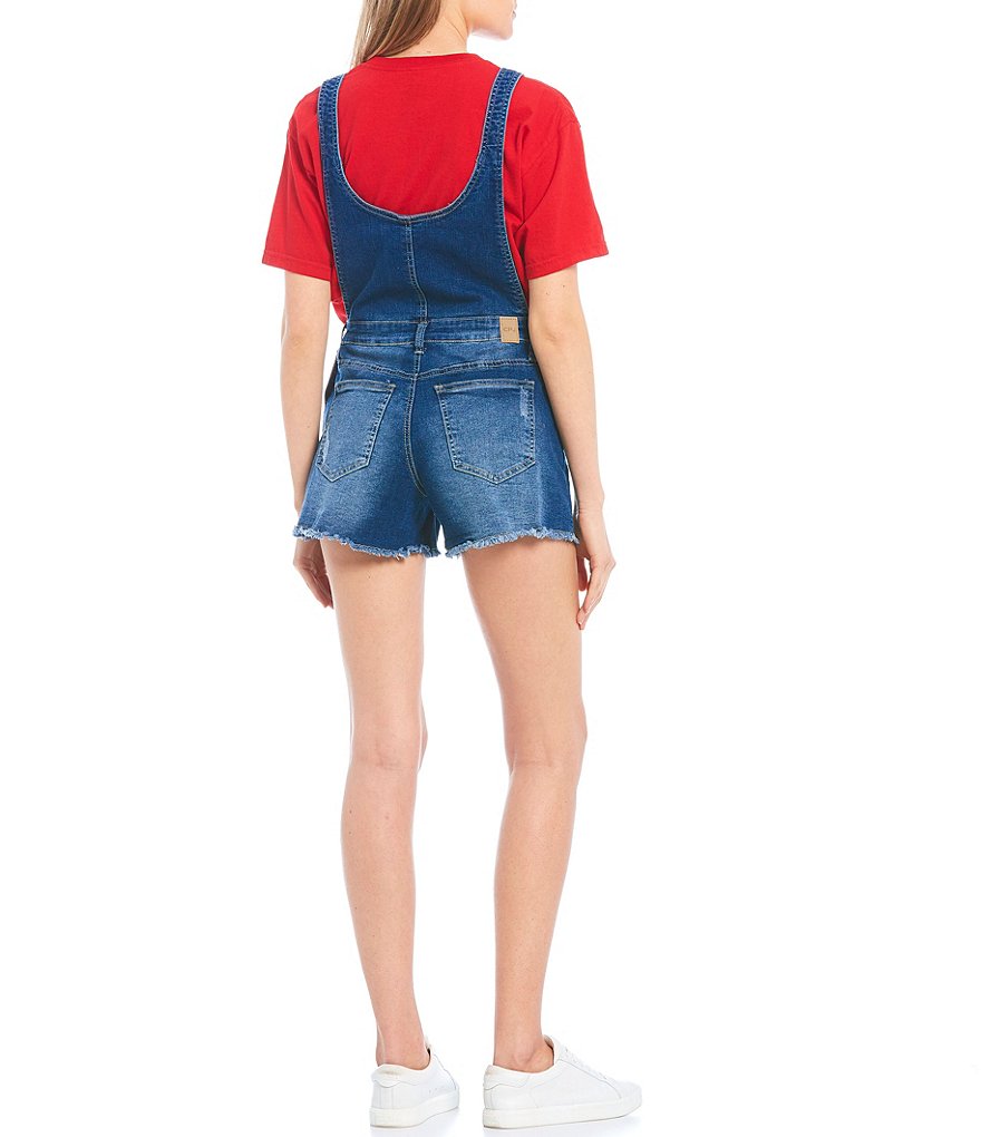 Celebrity Pink U-Back Frayed Hem Shortalls