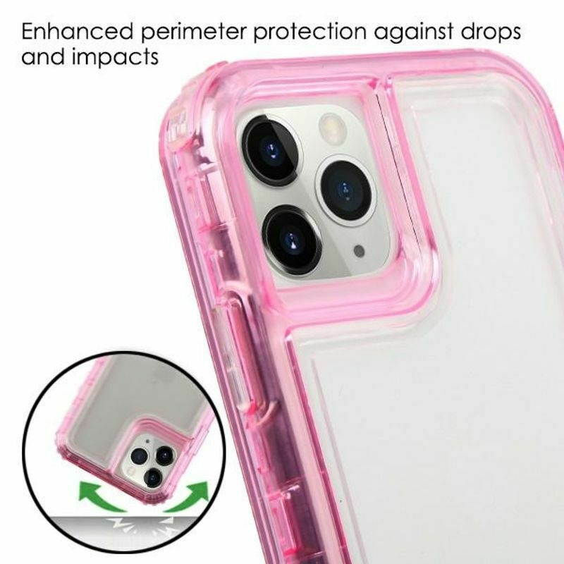 For  iPhone 11 Pro Clear Pink Hard TPU Hybrid Plastic Case Cover
