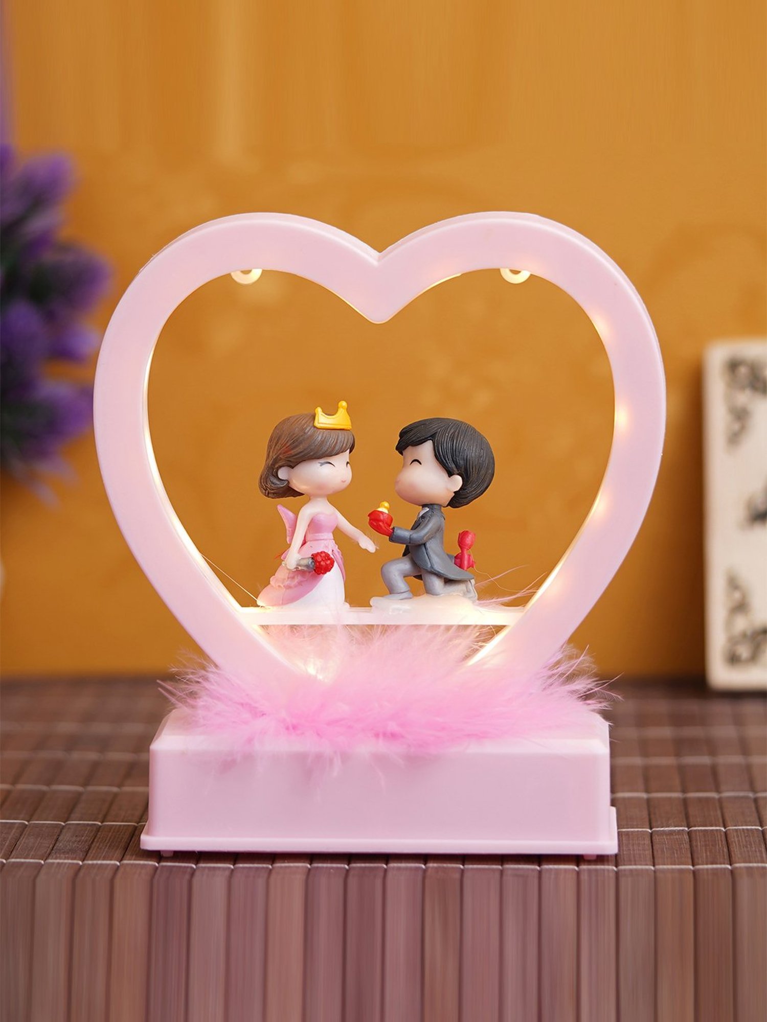 eCraftIndia Solid Polyresin Led Light Heart Showpiece