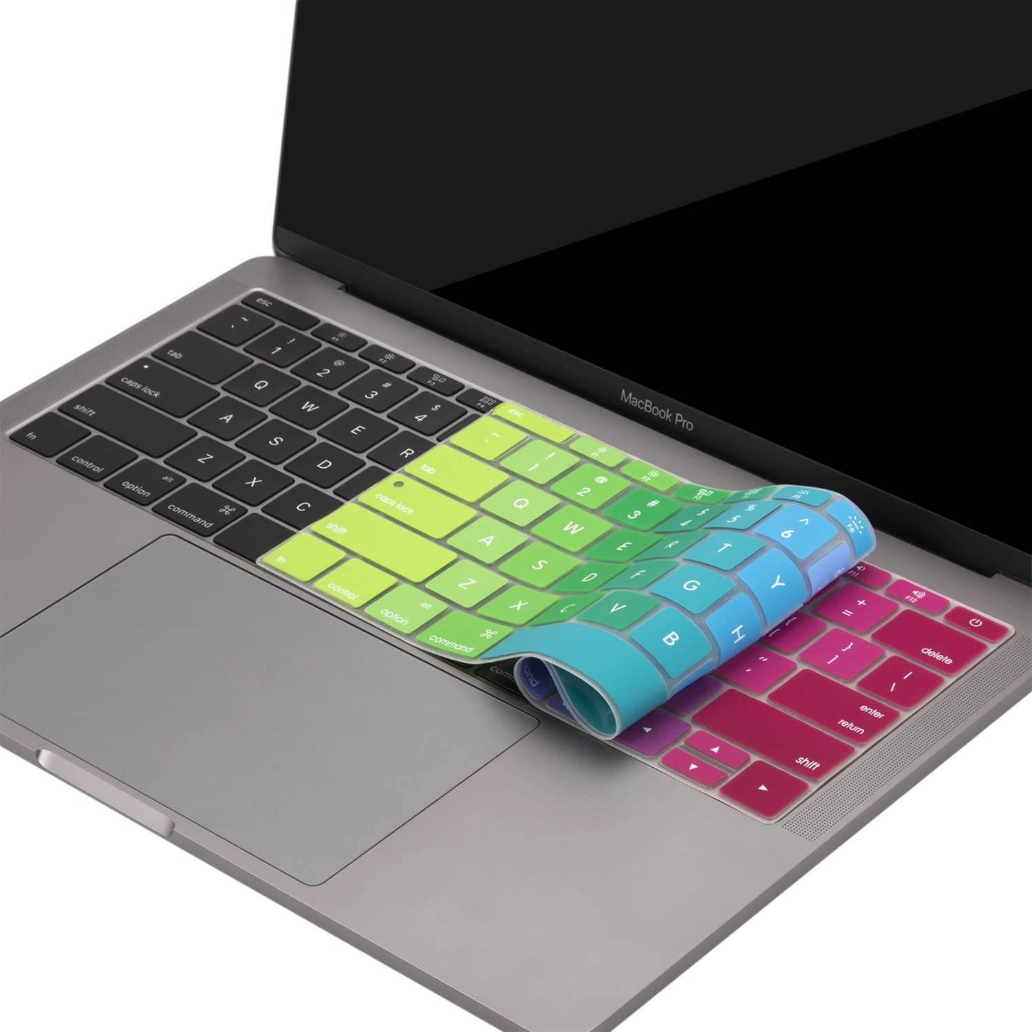 MOSISO Silicone Pattern Keyboard Cover Protective Skin Compatible with MacBook Pro 13 inch 2017 & 2016 Release A1708 Without Touch Bar, MacBook 12 inch A1534, Blue and Pink