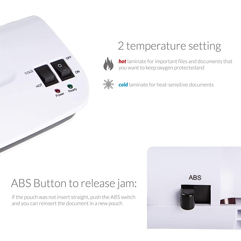 9 hot cold laminator Z95 warms up in just 3 to 5 minutes