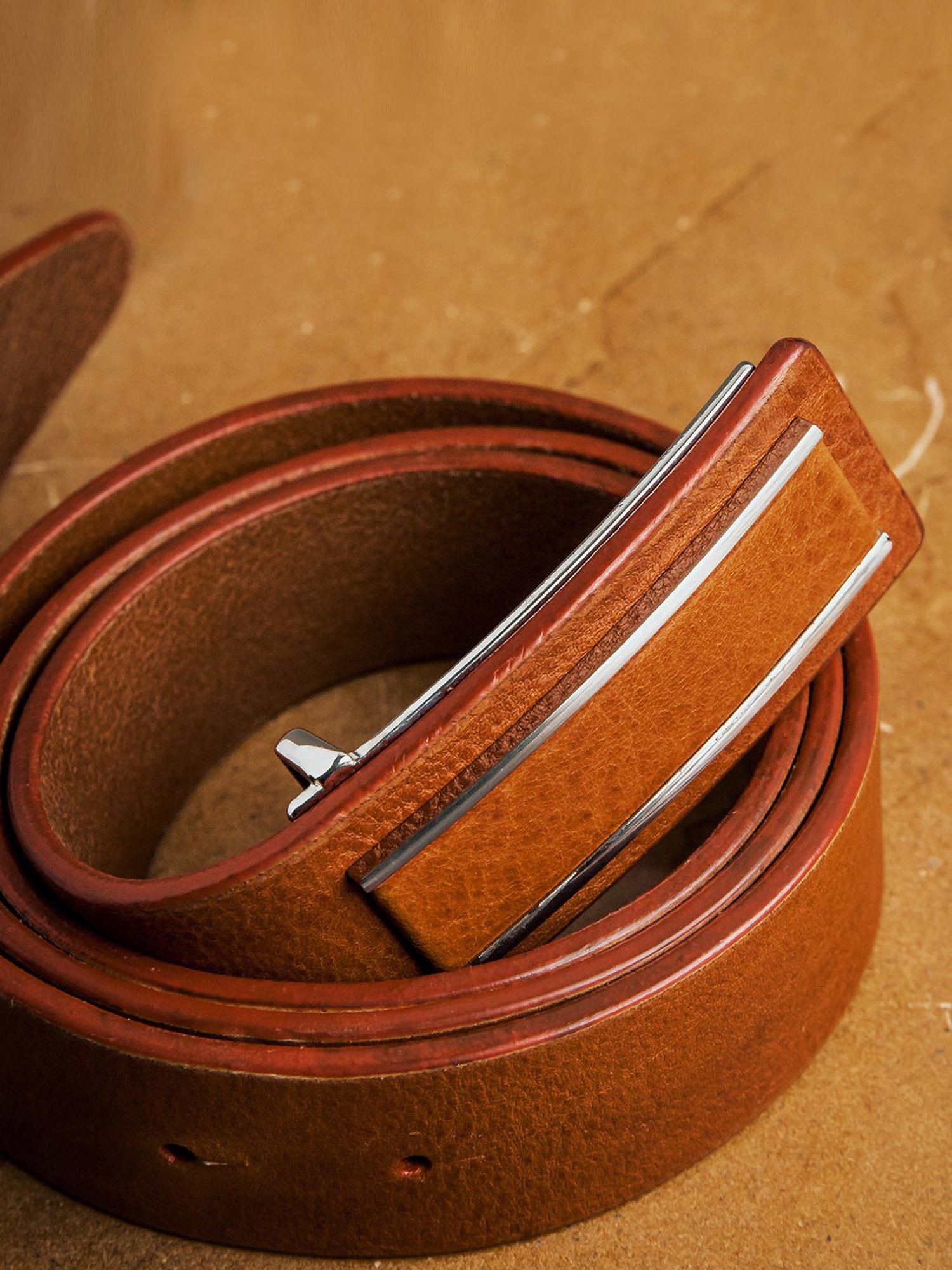 James Aston Tan Leather Waist Belt for Men