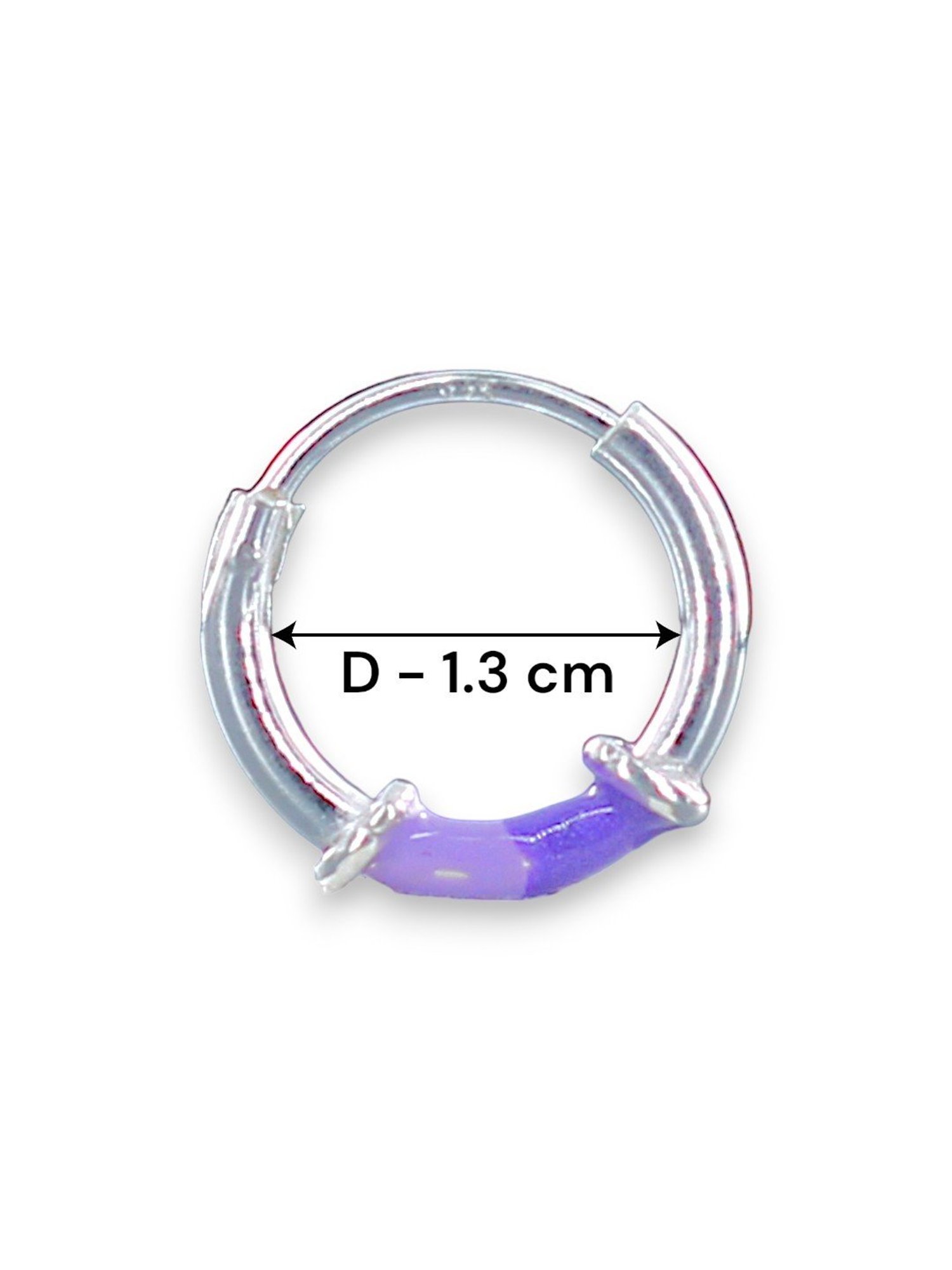 Taraash 92.5 Sterling Silver Enamel Purple Hoop Earrings for Girls